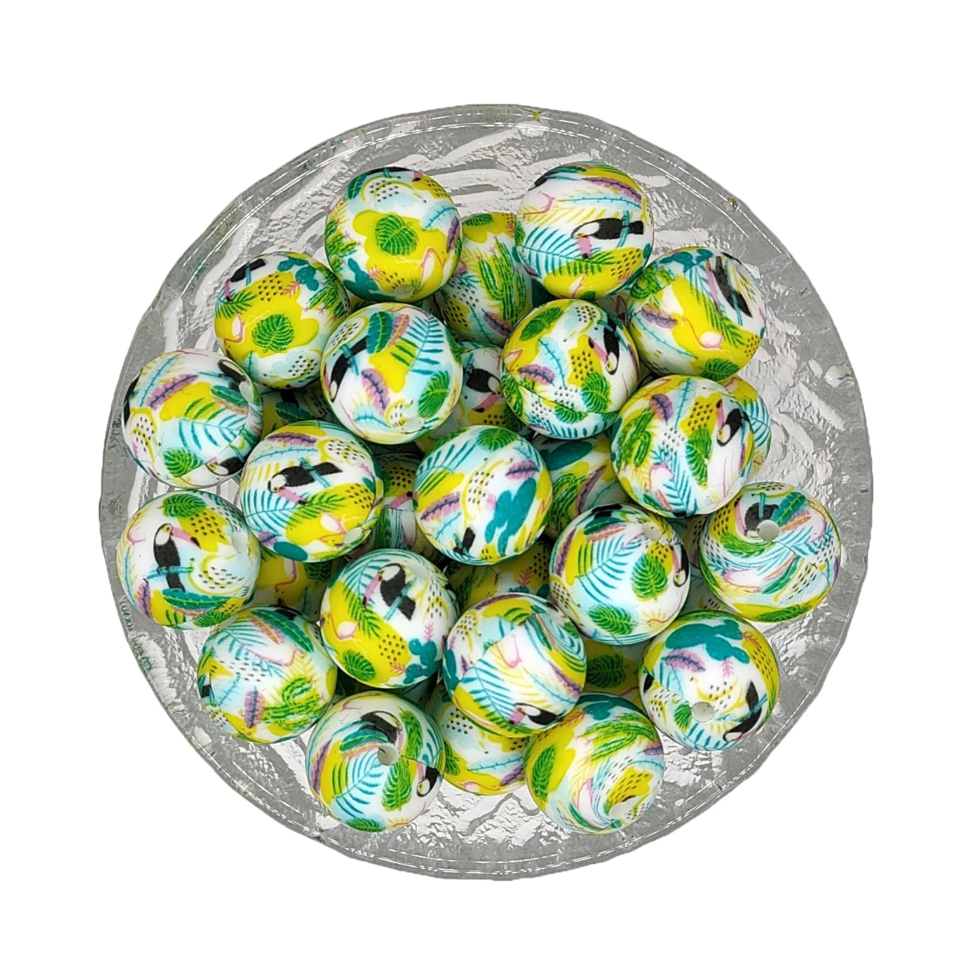 Diy Necklace Bracelet Accessory Beads 15mm Floral Silicone Focal Beads Infants Silicone Teething Loose Beads