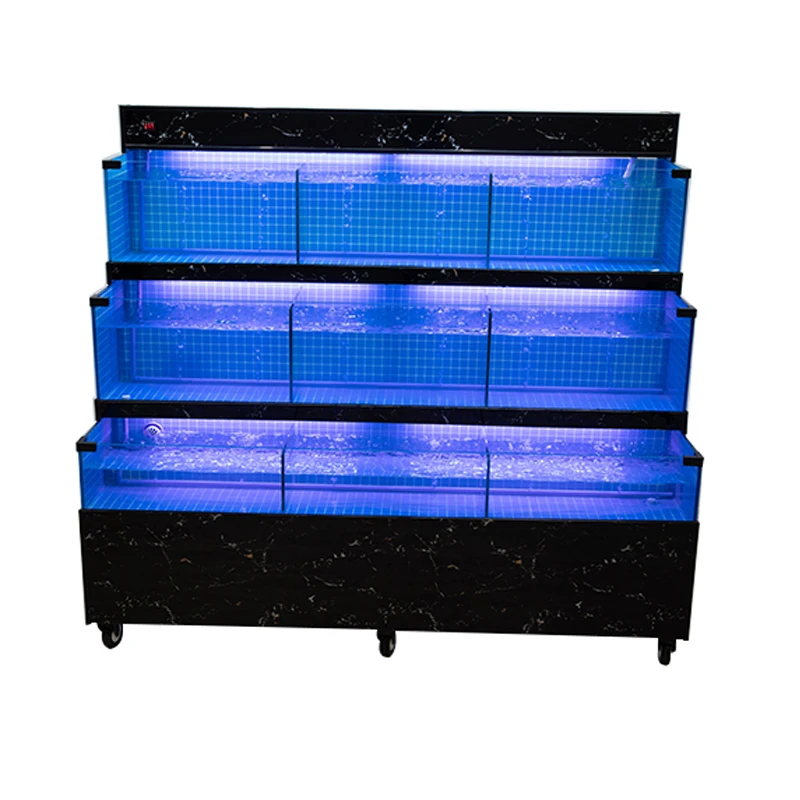 Customizable Supermarket restaurant smart operation system glass fish/lobster/shrimp tank live seafood aquarium