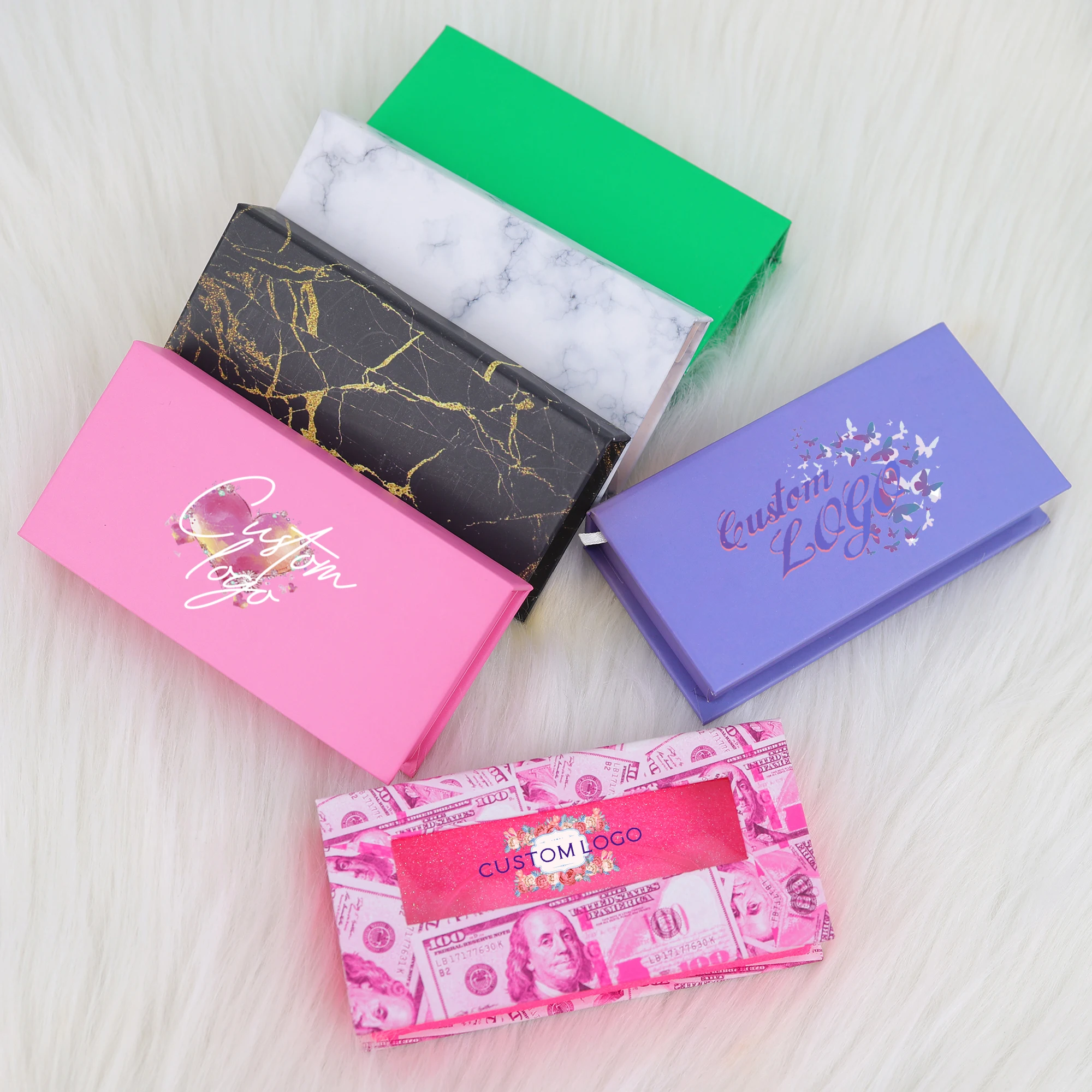 Own brand Customized Logo lashes box laser holographic eyelash box 3D multi-color lash packing box