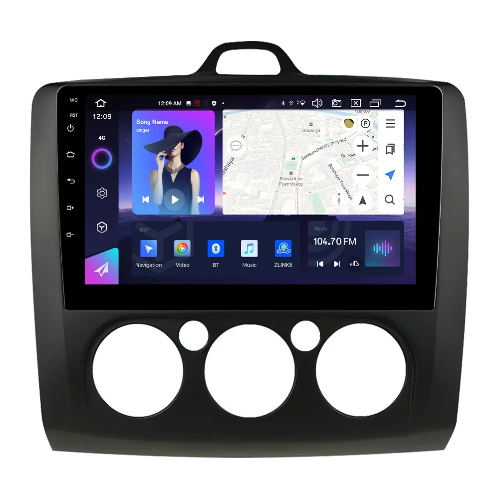 NaviFly NF newest Android qled screen 360camera car play  autoFor Ford Focus 2 2004-2011 support steering wheel control