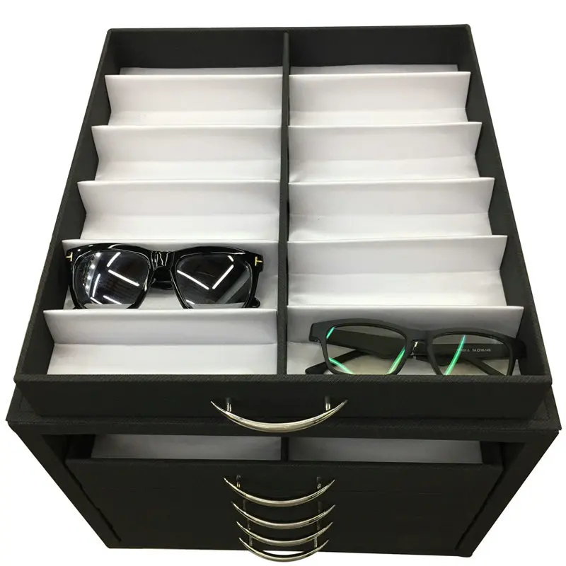 Wholesale Glasses Display Drawer Cabinet Black Optical Shop Desktop Eyeglass Storage Case Boxes Sunglasses Display Box