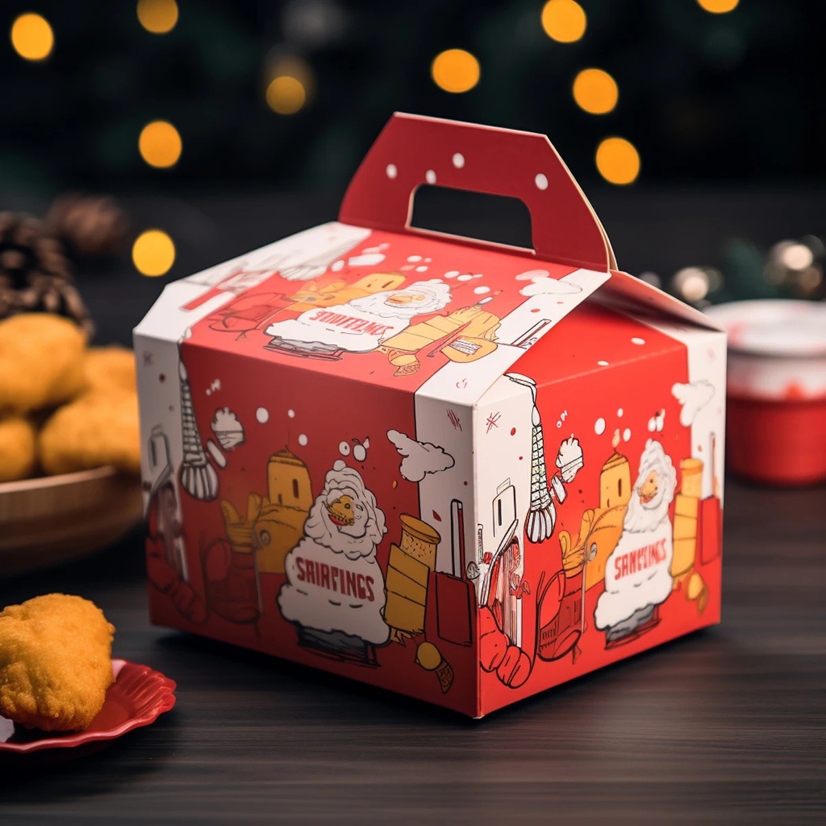 Takeout eco friendly custom logo lunch disposable Fried chicken portable food pastry kraft paper box