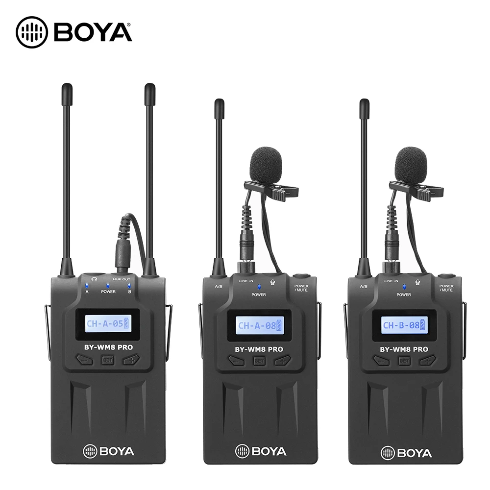 BOYA BY-WM8 Pro K1 K2 UHF двойной беспроводной микрофон интервью для iPhone pc цифровая однообъективная зеркальная видеокамера с