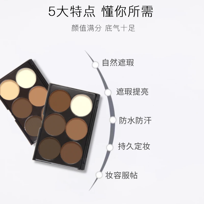 6 Color Concealer Contouring Makeup Palette Cream Based Professional Concealer Palette Make up Set Pro Palette