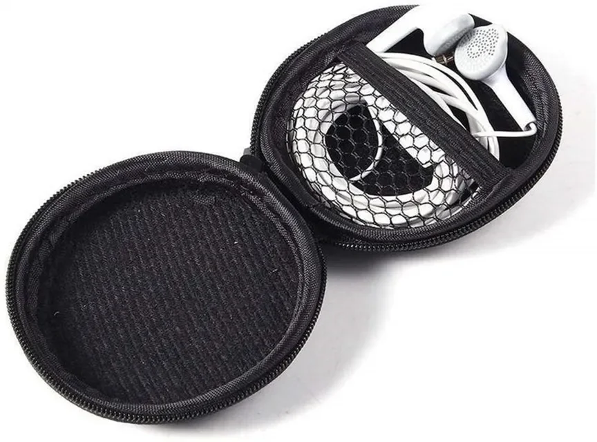 Factory wholesale carry outdoor durable leather case EVA shockproof hard shell headphone case for data cable headphone