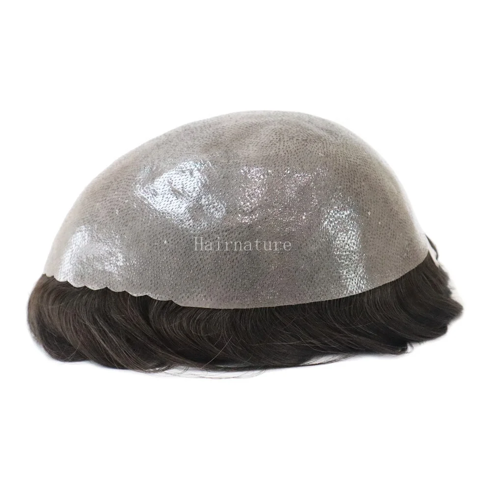 Skin V - PU Toupee Human Indian Hair Unit For Men Prosthesis