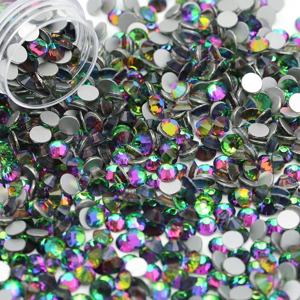 New Green Flame Color Strass Gemstone Glass Flat Back Crystal Ab Rhinestones For Nail