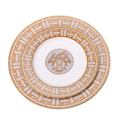 
European Modern Rustic Ceramics Dishes Luxury dinner plate 