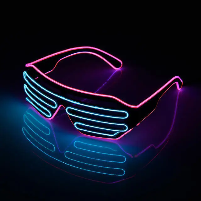 High Quality Custom LED Glasses USB Rechargeable Neon Glow Flashing Plastic Shutter EL Wire Hot Selling for Christmas New Year