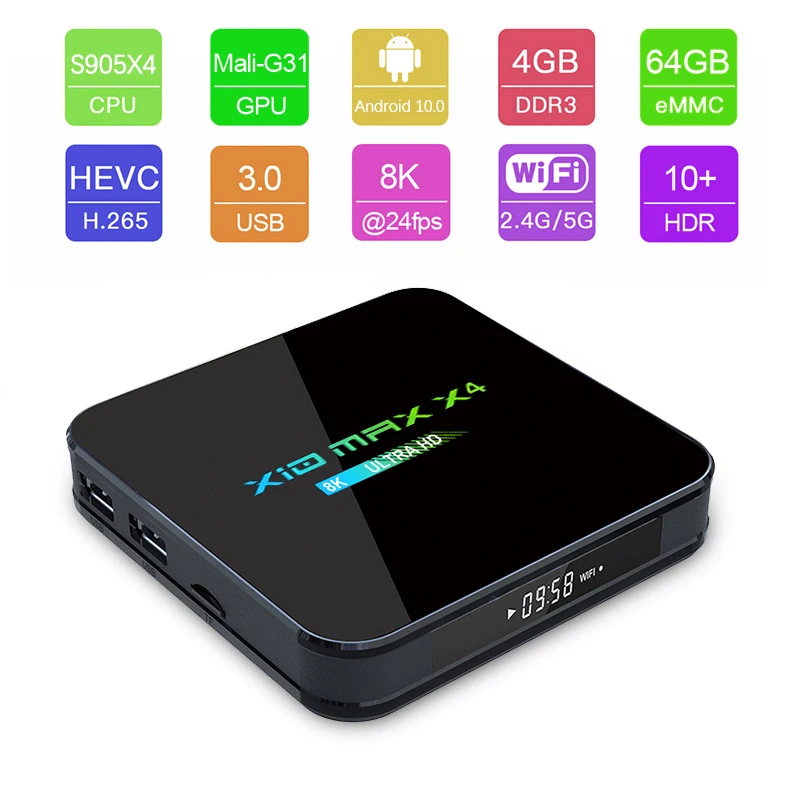  ТВ-приставка Amlogic S905X4 X10 MAX plus 4 + 32 ГБ 5G Wi-Fi BT4.0 Android 10