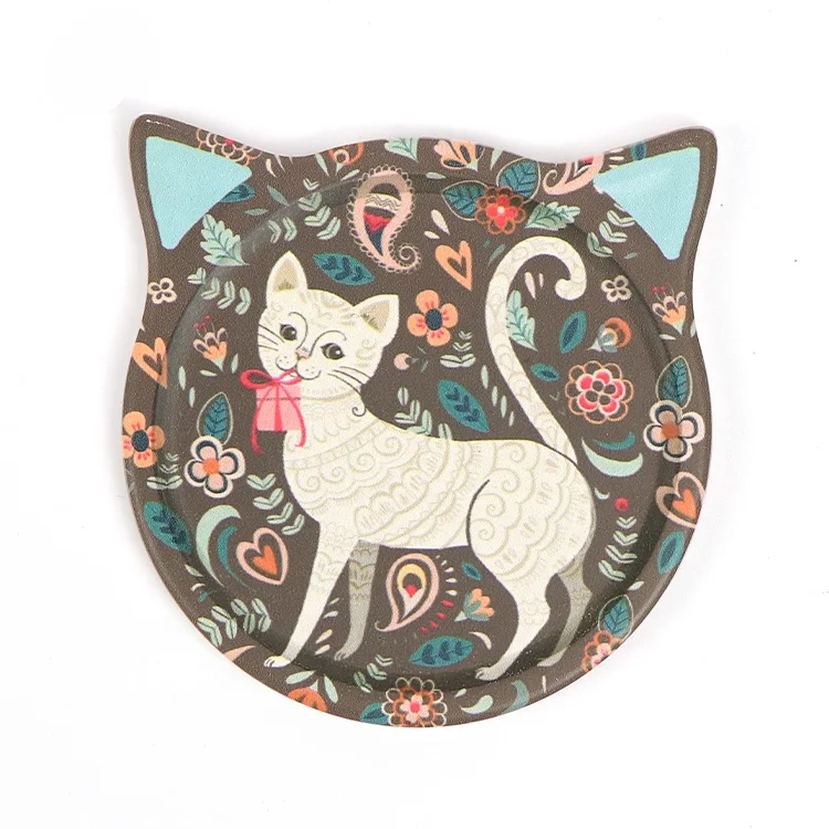 Ceramic Cup Coaster Desk Table Cup Mats& Pads for Drinks OEM Custom Heat Resistant Coffee Tea Beer Absorbent Cat Shape Printing