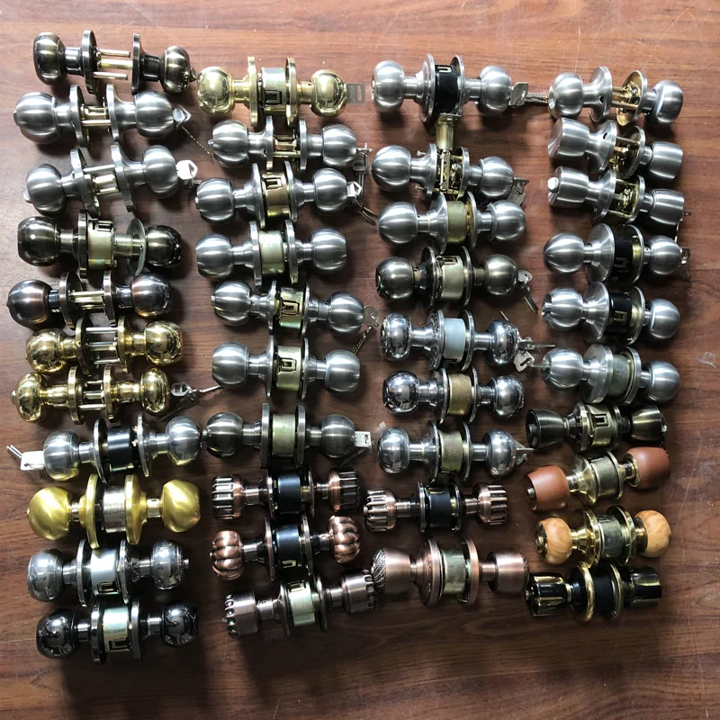 Durable Use Brushed Metal Stainless Steel Spherical Knob Door Cylinder Lock For Household Doors