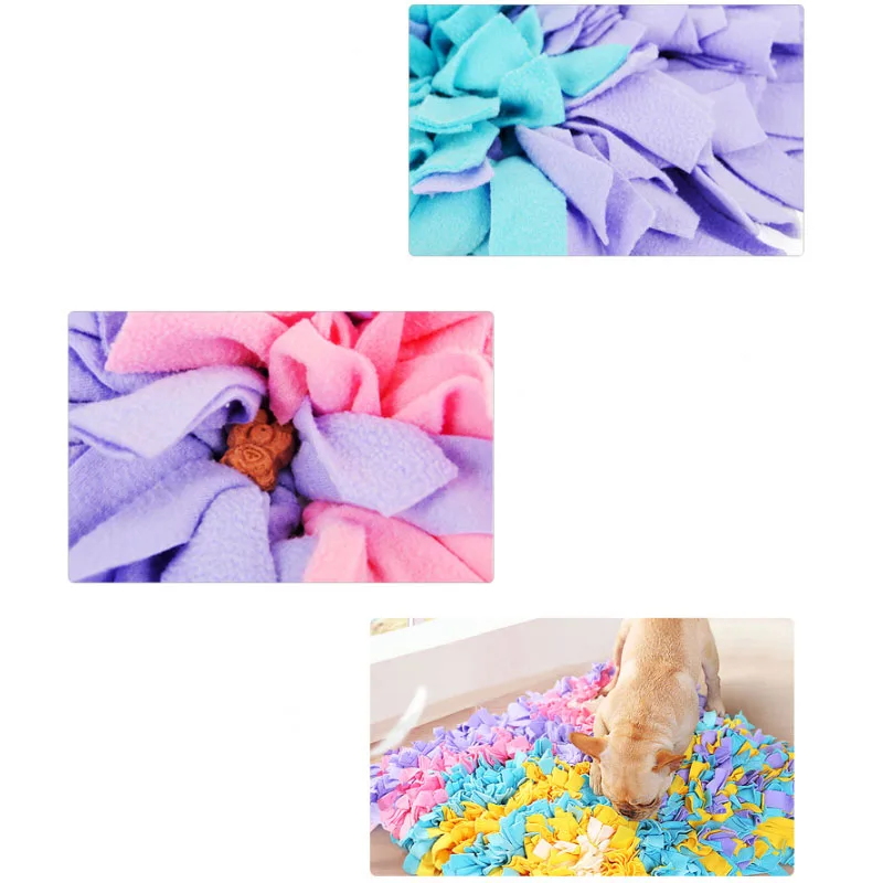 Puppy Dog Training Pad Sniffing Washable 45*45CM Spliced Pet Feeding Nosework Puzzle Snuffle Mat