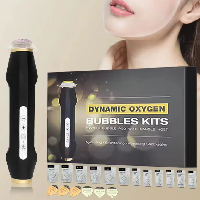 Hot Gift box Rechargeable CO2 Oxygen Bubble Exfoliate Oxygen Facial Machine with capsules pods & Bubble Gels