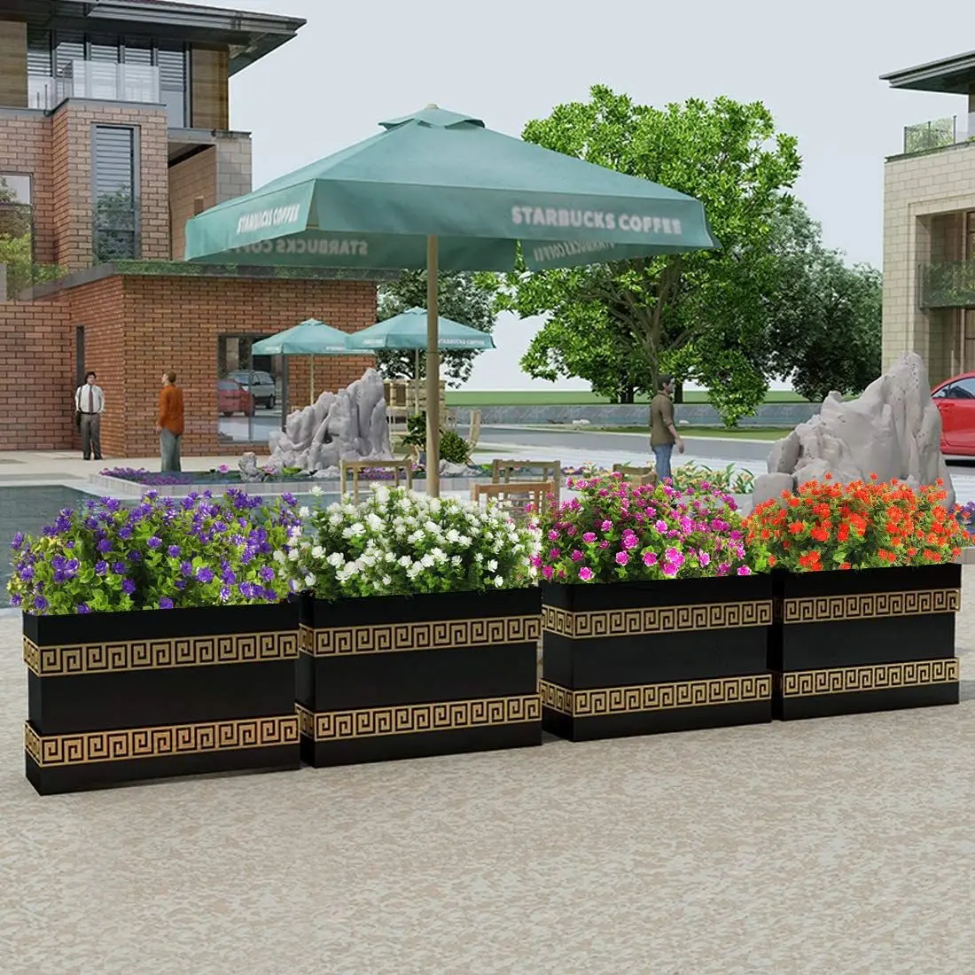 Simulated flower 7 fork eucalyptus camellia artificial green plant potted outdoor shrub for home decoration