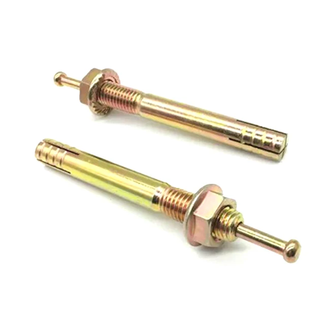 Ударный анкерный болт желтого цвета из углеродистой стали с цинковым покрытием, тяжелый металлический анкерный болт, высокопрочный ударный расширительный винт