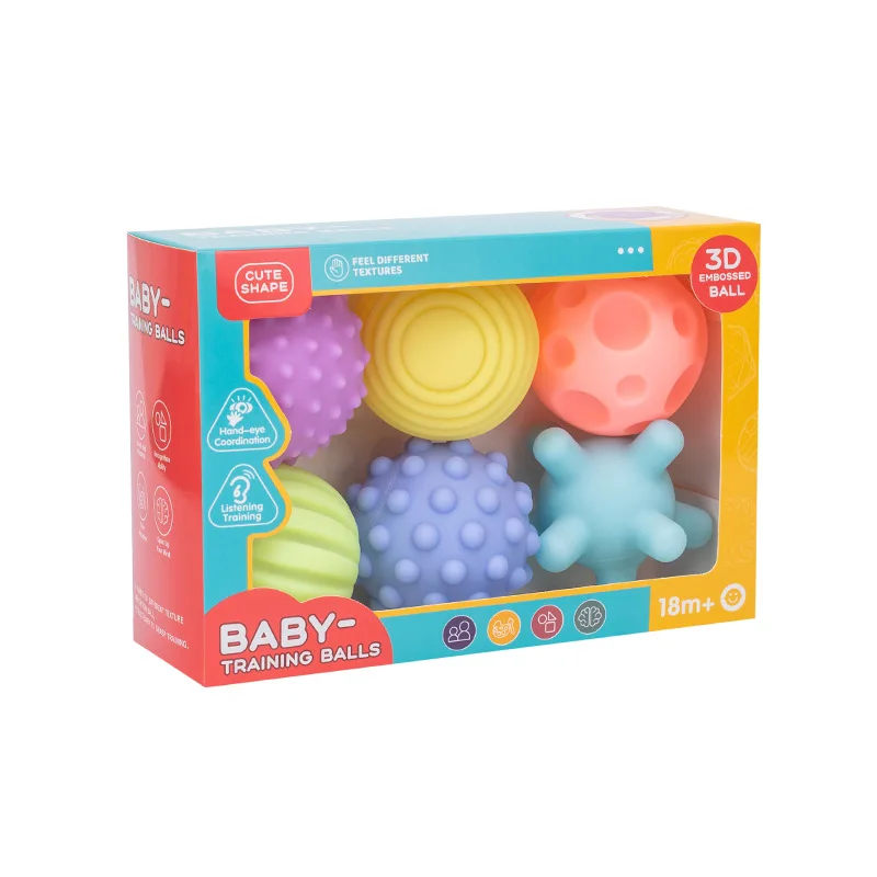 Newest sensory baby toys 6pcs Baby Textured Multi Ball Set Infant Sensory Balls Massage Soft Ball