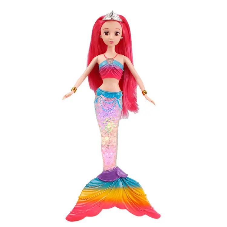 Mermaid Doll Set Colorful Light Music Princess Mermaid Enamel Doll Girl Gift