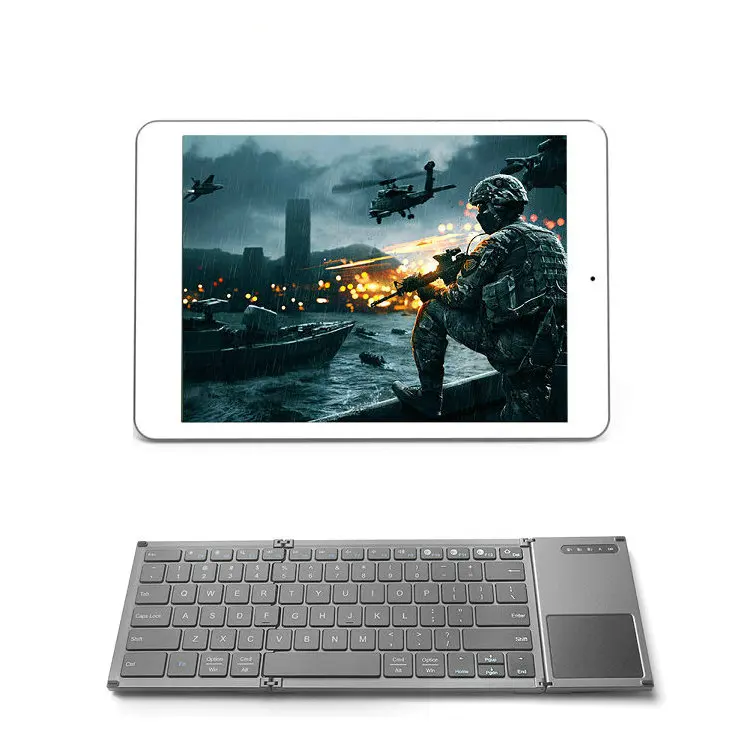 slim portable mini bluetooth wireless keyboard  triple foldable keyboard wireless keyboard folding set