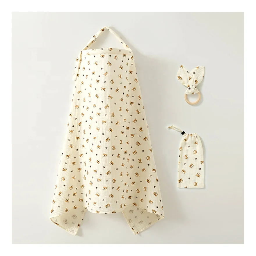 Breastfeeding Towel Baby 100% Organic Cotton Gauze Adjustable Breast Feeding Nursing Muslin Cover Privacy Protection
