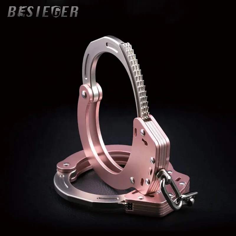 
 Высококачественные портативные полицейские наручники, наручники из розового золота, полицейские наручники с гладкой поверхностью  