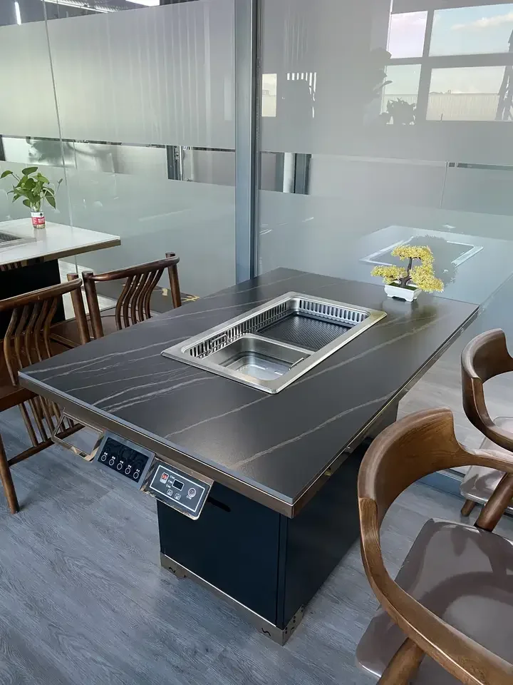 Smokeless Korean Bbq Grill And Hot Pot Table Electric Hotpot Barbecue Integrated Table