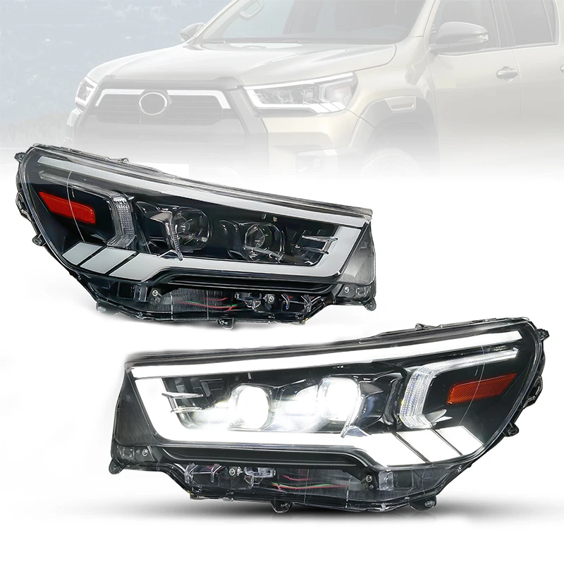 LED Retrofit headlight For toyota Hilux Revo Rocco 20212022 Refitting Head Light with dynamic Start light effect For Hilux