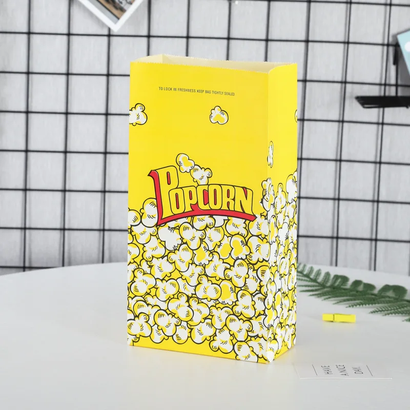 Custom Printed  Food Grade Greaseproof Popcorn packaging bag Brown or White Kraft Paper Bag fried chicken paper popcorn bags