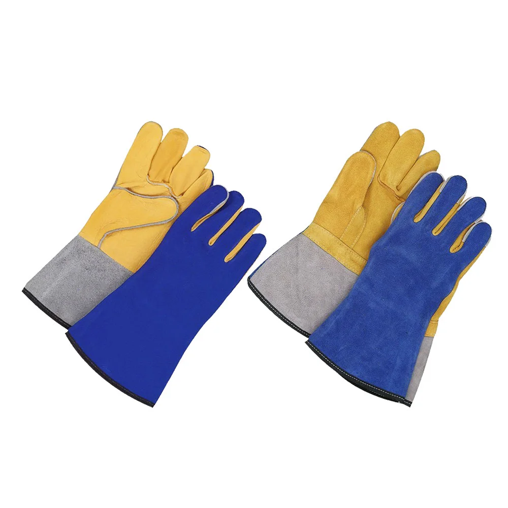 GLOVEMAN custom long cowhide heat resistant fire proof construction industrial safety work tig cow split leather welding gloves