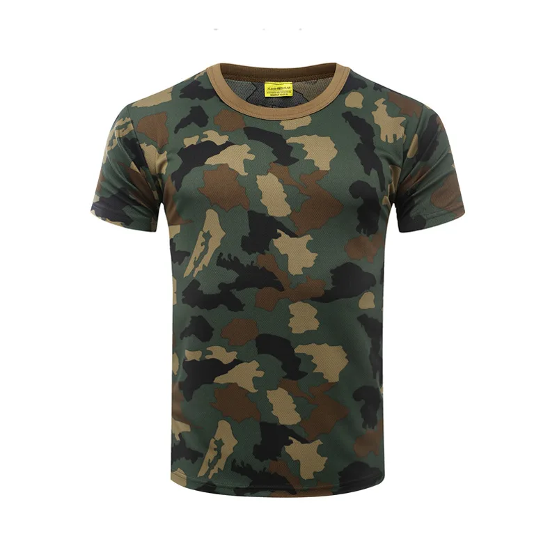 Wholesale Camouflage T Shirt Men Outdoor Short Sleeve Quick Drying Mesh T Shirt