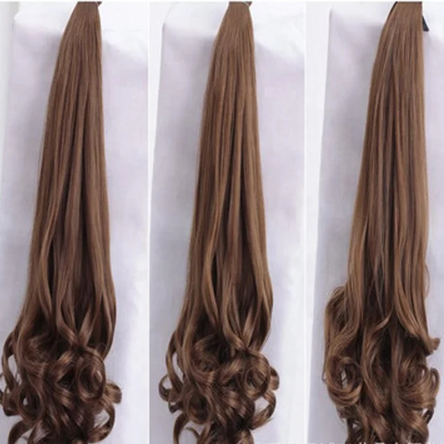 Natural Color Raw Human Hair Weaves Hand Tied Weft Hair Ponytail Hair