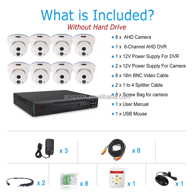 8CH CCTV System 5MP Indoor Audio AHD Camera 8CH DVR Recorder Coaxial Security CCTV Camera Surveillance System Kit Built in Mic