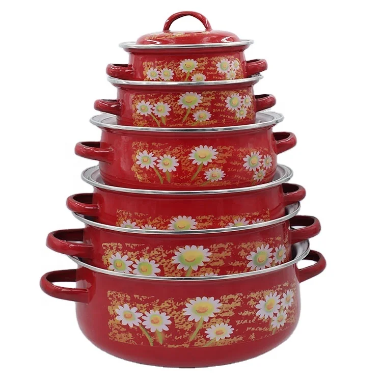 
Набор из 6 кастрюль с эмалью и металлической крышкой 