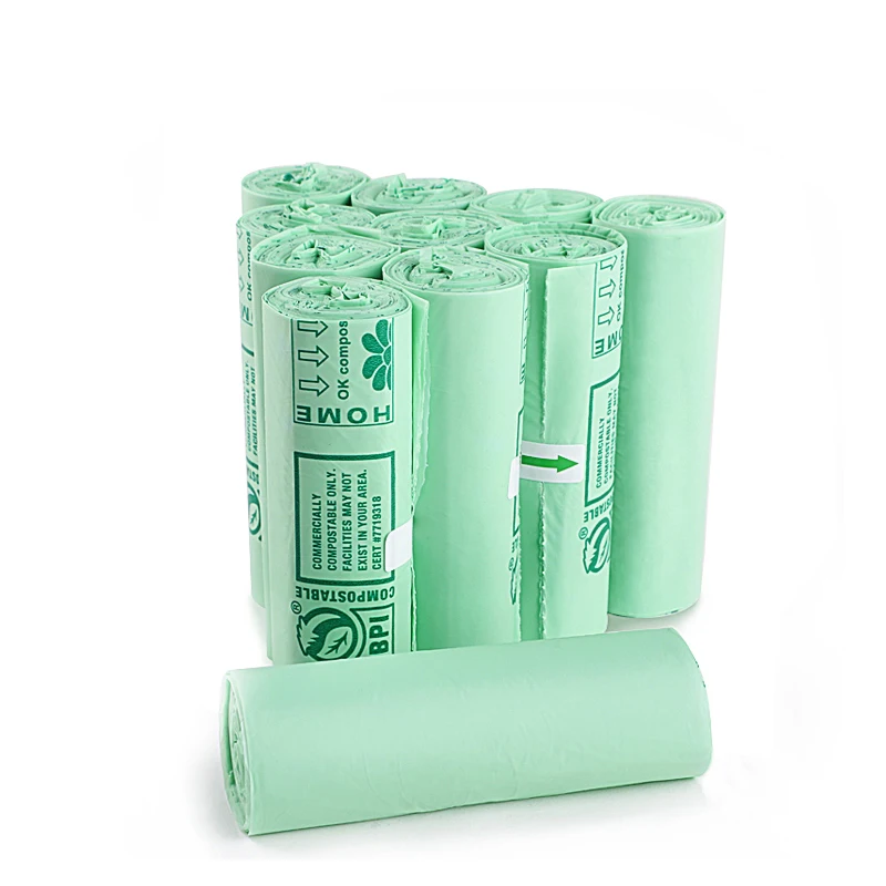 Factory logo printing cornstarch100 biodegradable bin liners pla bio bags  on roll