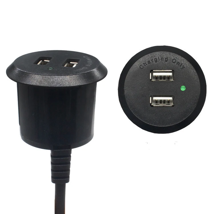 Двойной USB люверс для офиса домашнего использования Настольный несколько зарядных устройств usb мобильного круглый темно Розетка с указателем