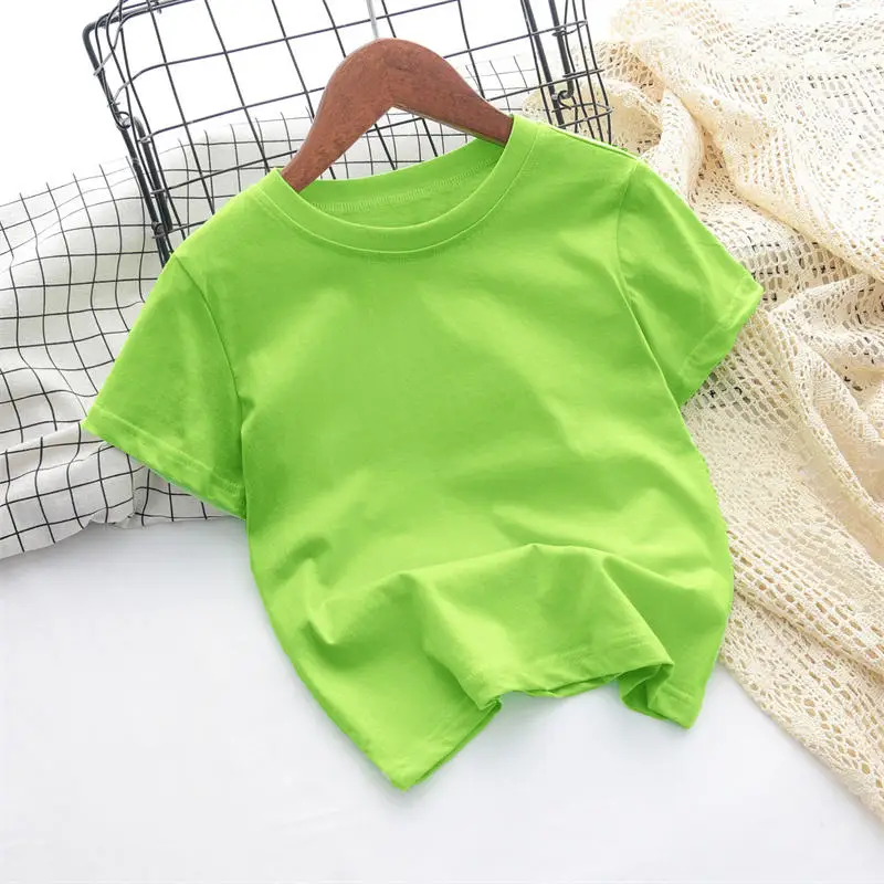 High Quality 100% Cotton T-shirt Wholesale Plain Color T Shirt for Kids Boys and Girl