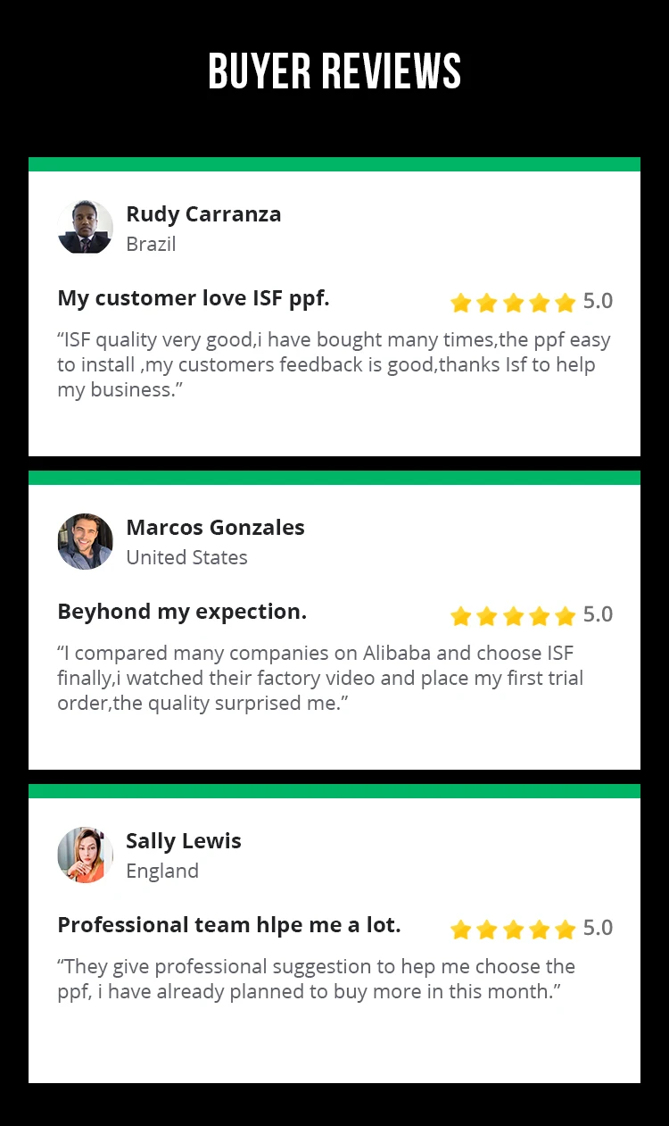 ISF 10 Years warranty anti yellow anti scratch invisible tpu ppf manufacturers car glossy tpu ppf paint protection film