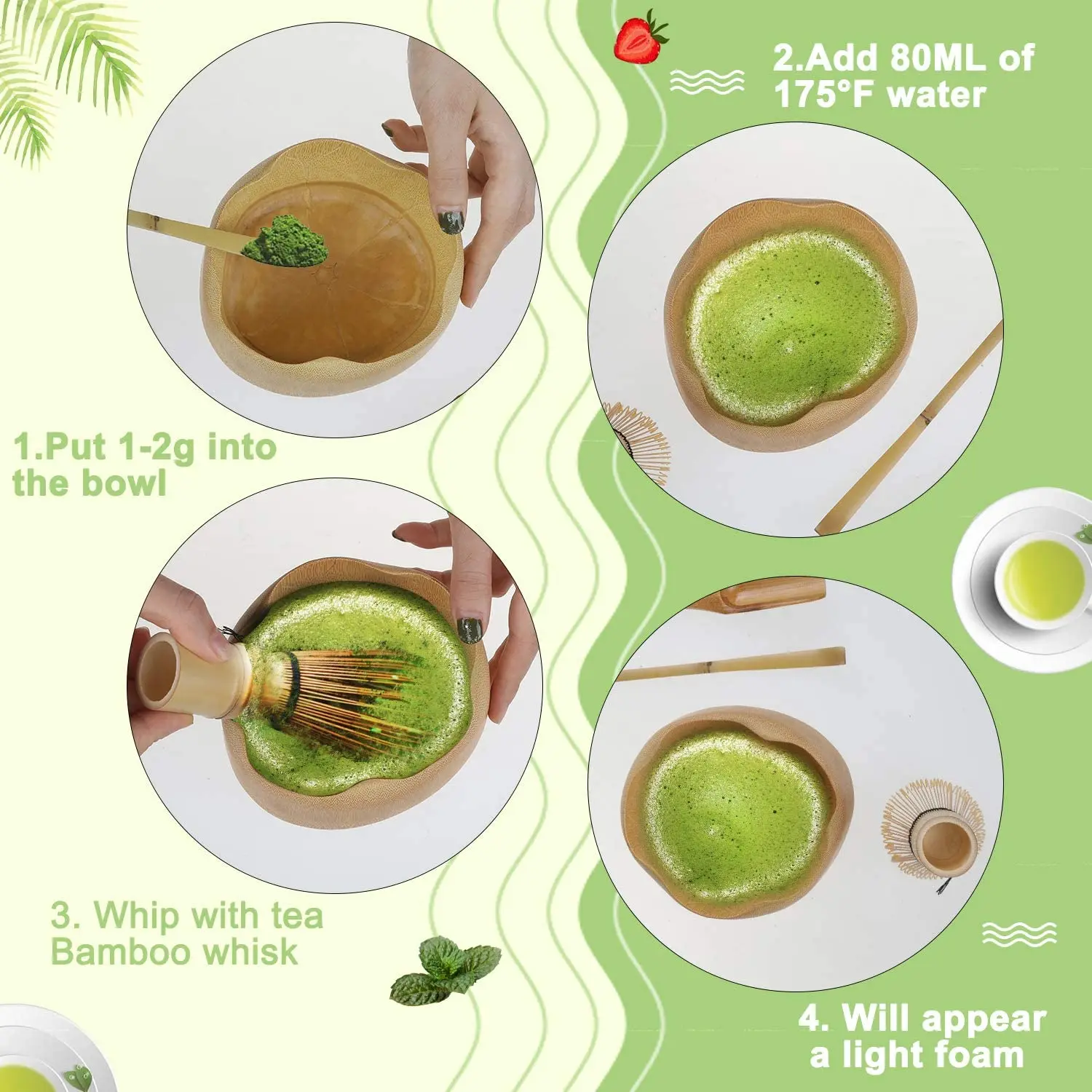 Traditional Matcha Tea Set Bamboo Matcha Brush Stirrer for Matcha Starter Set Paper box