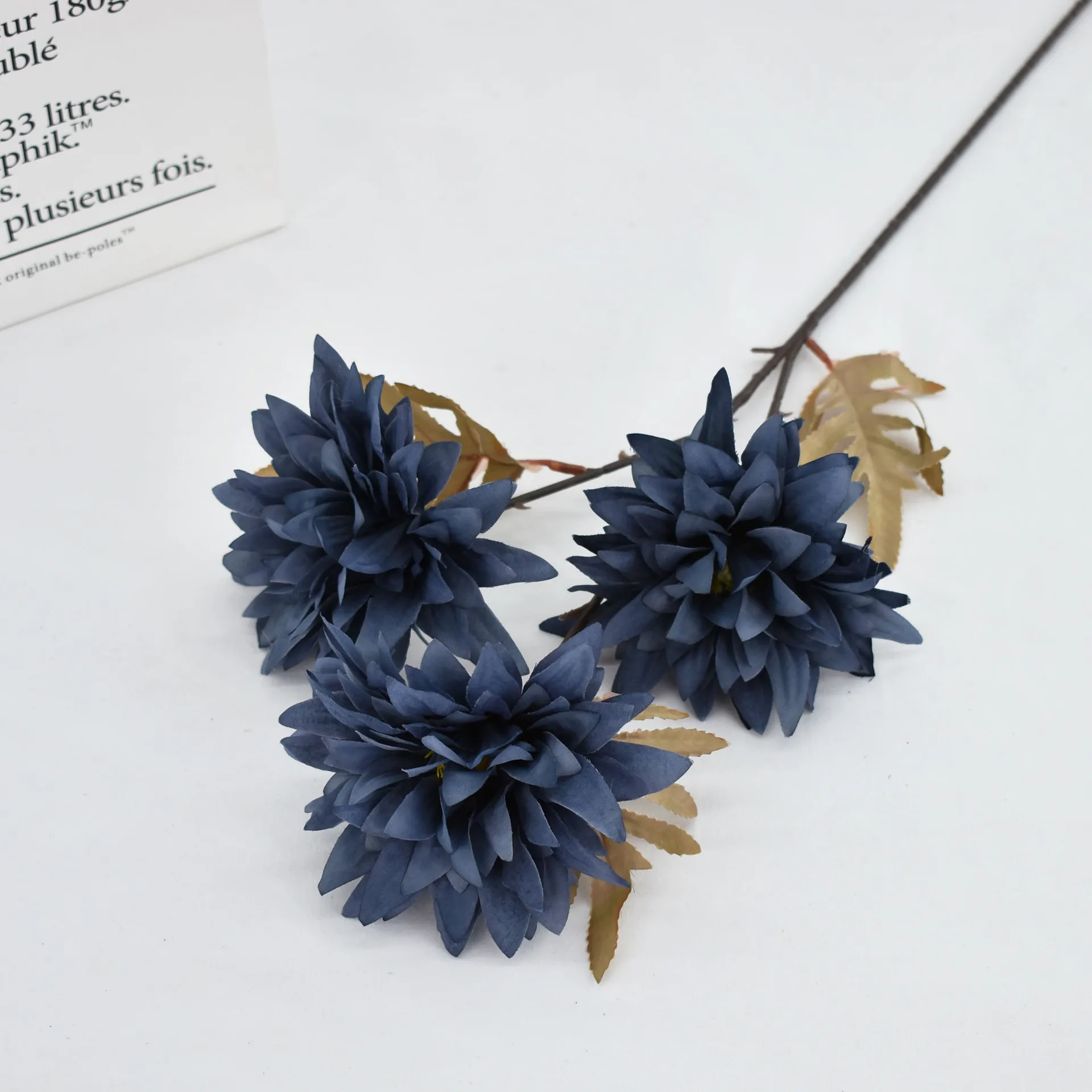 China wholesale 3 Heads Dahlia Chrysanthemum silk Artificial Flower for funeral wreaths