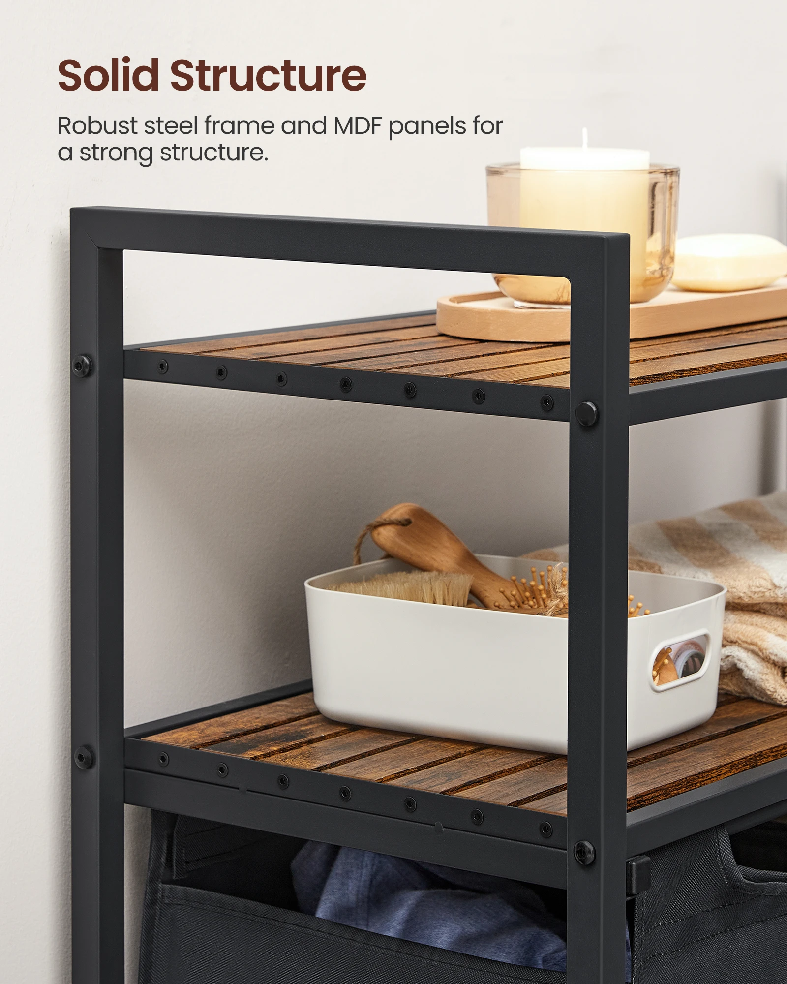 Hotel Heavy Duty Wooden Non Woven Fabric 2 Tier Double Laundry Hamper Corner Laundry Basket with Removable Laundry Bag