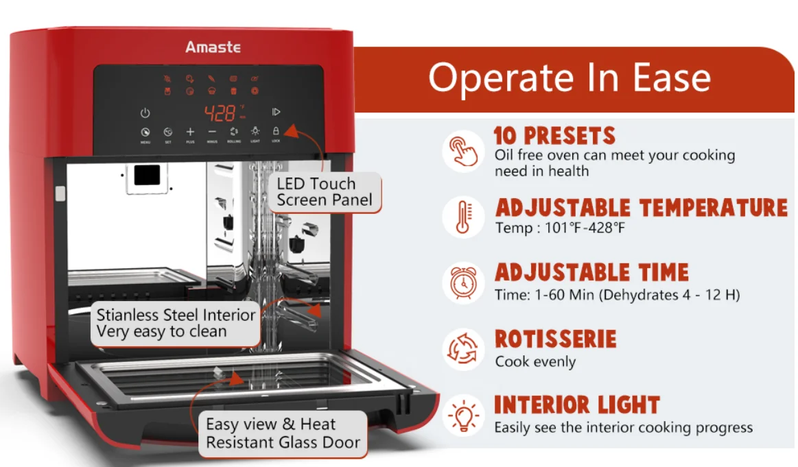 Performance 1500W No Oil Air Fryer Oven Countertop 15L Air Electric Deep Fryer Oven Wholesale For House