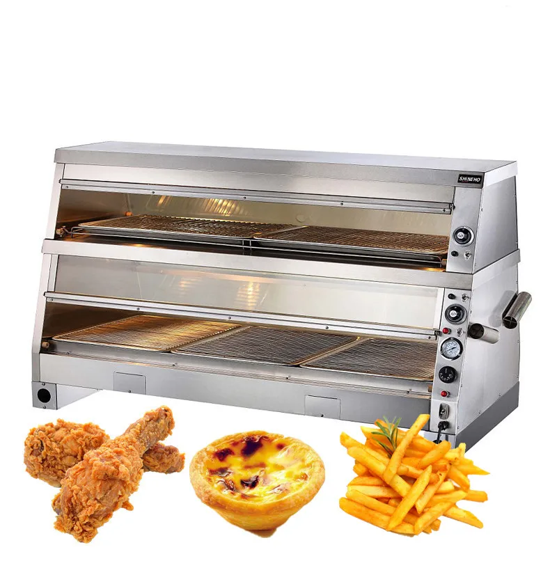 Shineho insulated  electric With 6 pans hot pot  display Food Warmer Display Glass Showcase