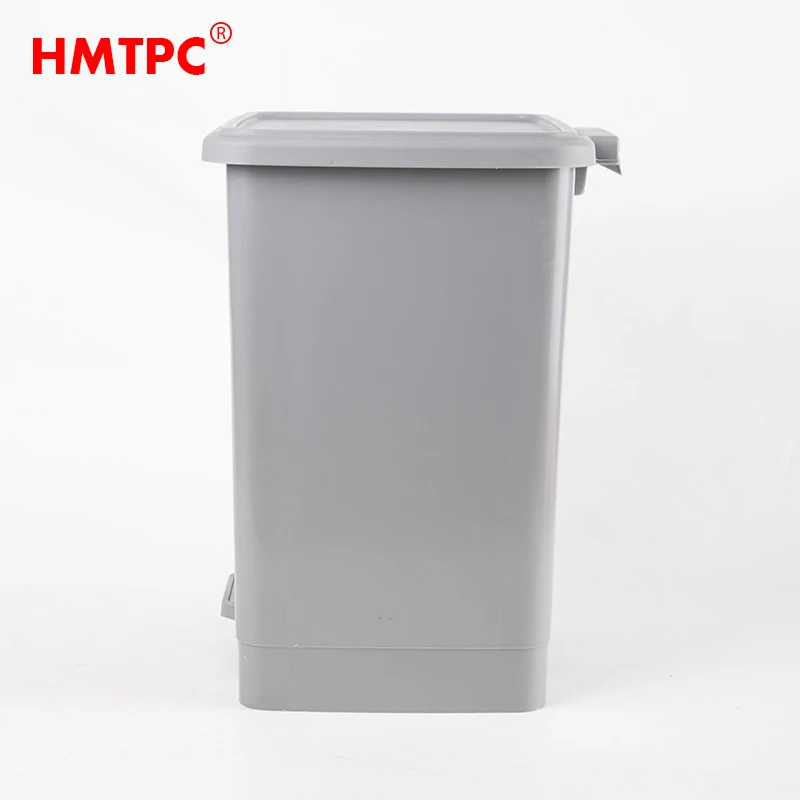 Small Size Indoor Gray 15L Foot Pedal Trash Can PP Waste Bin Plastic Storage Box and Trash Can for Bathroom and Kitchen