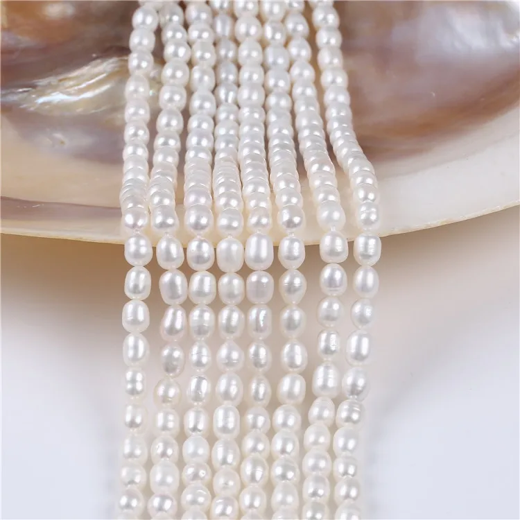 cheap price 4-5mm natural fresh water real pearl rice drop pearl strands