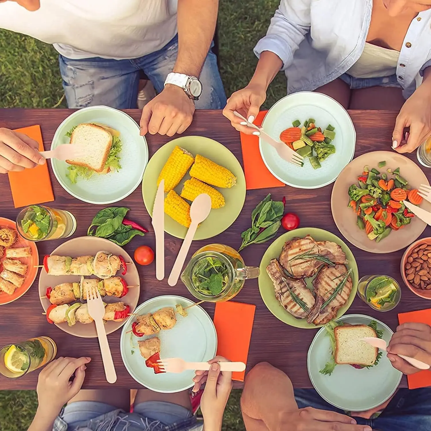 biodegradable natural wooden salad server disposable take away small plain mini disposable wooden forks