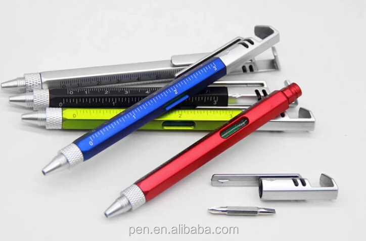 8 in 1 Multitool Tech Tool Pen with Ruler, Levelgauge, Ballpoint Pen and Pen Refills, Unique Gifts for Men