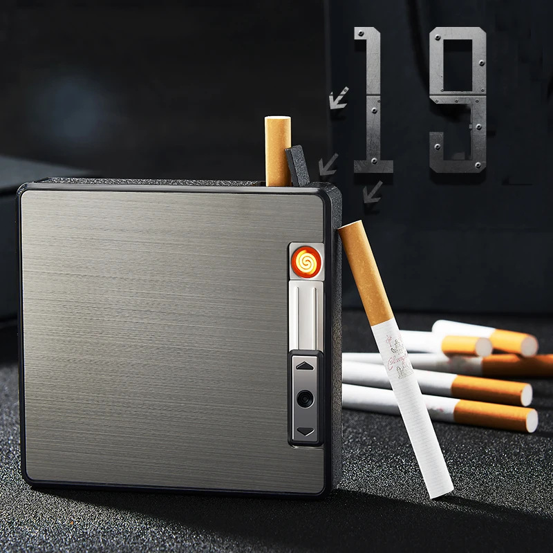Wholesale Custom Logo Cigar Box with usb Lighter Storage Box Can Hold 20 Cigar with rechargeable lighter