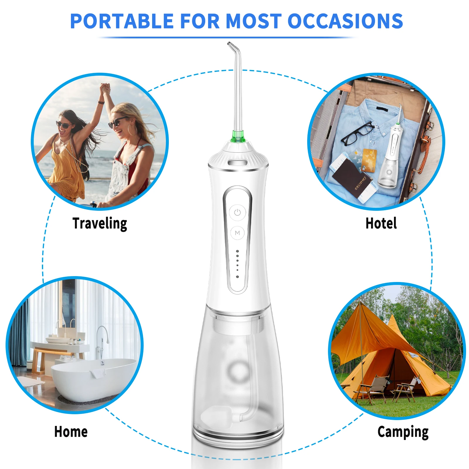 H2ofloss 2023 Newest Portable IPX7 Waterproof Dental Oral Irrigator Teeth Cleaning Water Flosser ultrasonic dental cleaner