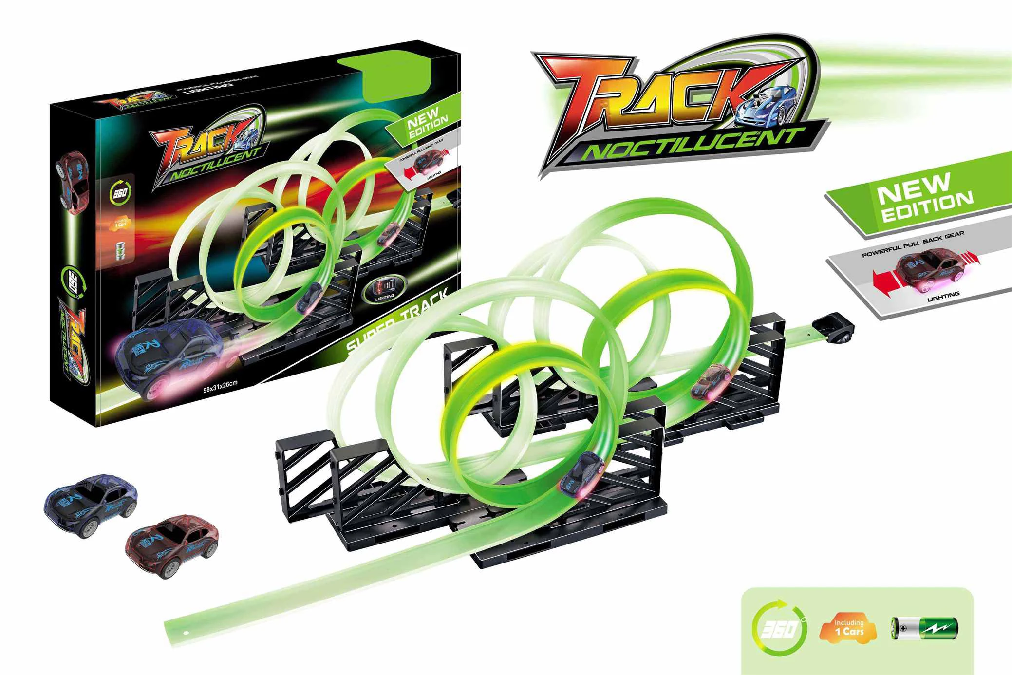 Car Railway Toy  Rail Slot Pull Back Car Racing Luminous Track Set Toy  Best Selling Night Light Pull Back Car Track set