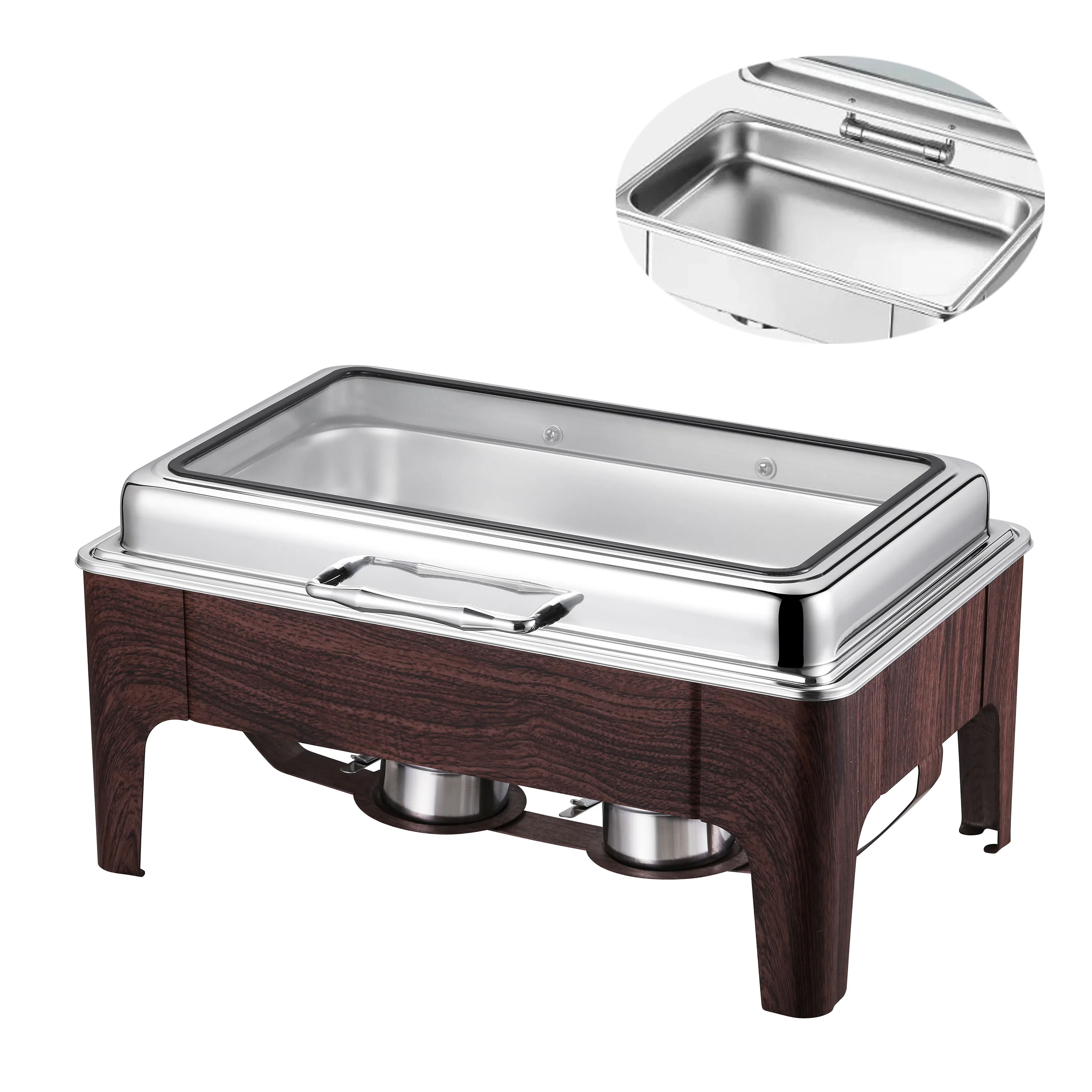 Innovative Design Window Chafing Dishes Buffet Catering Stainless Steel Rectangular Square Electric Food Warmer For Commercial